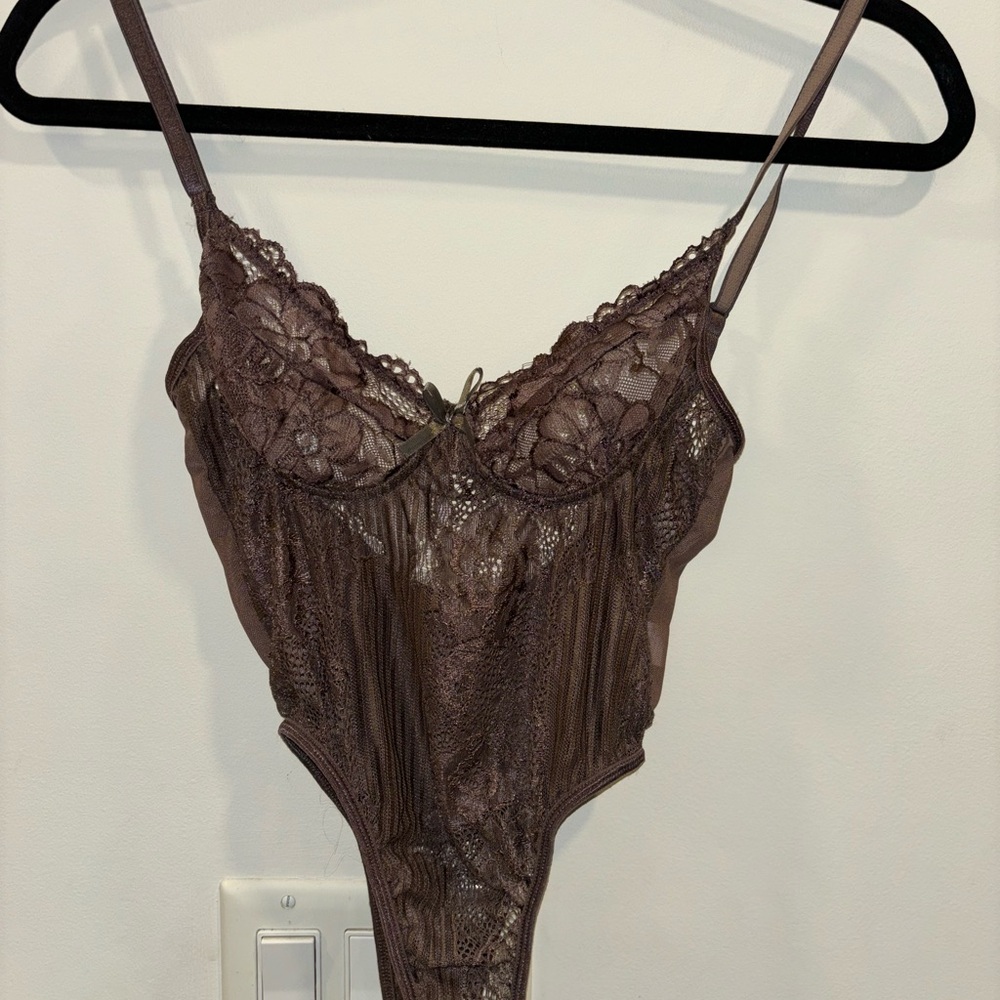 Brown Lace Chemise Bodysuit